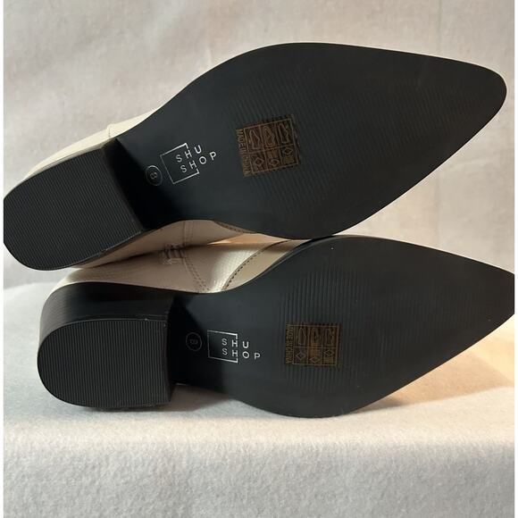 NIB Shu Shop ZIZI Western Motif Cowgirl Gold Chunky Heel Boots -8 - Picture 7 of 11